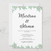 Rustic Modern Eucalyptus Greenery Wedding Einladung (Vorderseite)