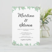 Rustic Modern Eucalyptus Greenery Wedding Einladung (Stehend Vorderseite)