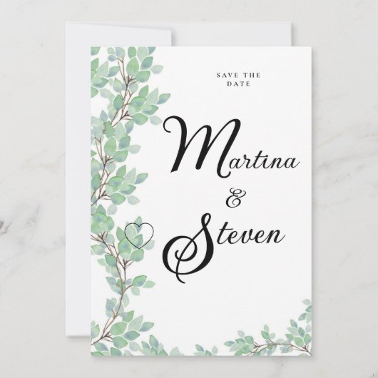 Rustic Modern Eucalyptus Greenery Wedding Einladung (Rückseite)