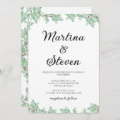 Rustic Modern Eucalyptus Greenery Wedding Einladung (Vorne/Hinten)