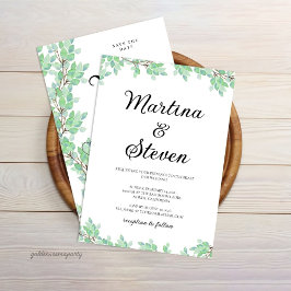Rustic Modern Eucalyptus Greenery Wedding Einladung