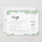 Rustic Modern Eucalyptus Greenery Wedding RSVP Karte (Vorderseite)