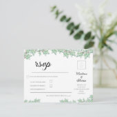 Rustic Modern Eucalyptus Greenery Wedding RSVP Karte (Stehend Vorderseite)