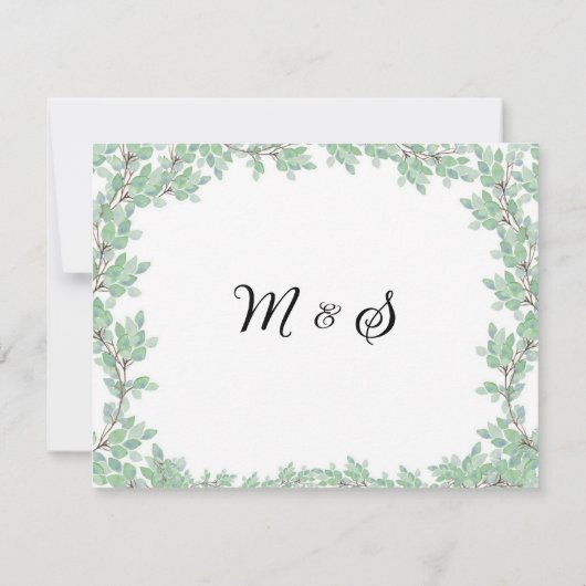 Rustic Modern Eucalyptus Greenery Wedding RSVP Karte (Rückseite)