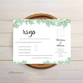 Rustic Modern Eucalyptus Greenery Wedding RSVP Karte