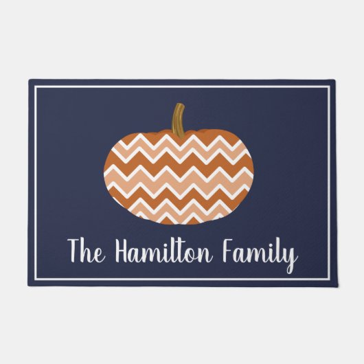 Rustic Modern Fall Chevrons Pumpkin | PERSONALISIE Fußmatte (Vorderseite)
