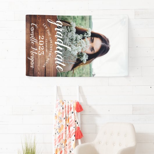 Rustic Modern Foto Wood Script Abschluss Banner (Insitu)