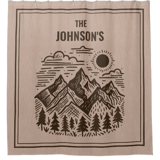 Rustic Modern Mountains Custom Duschvorhang (Vorderseite)
