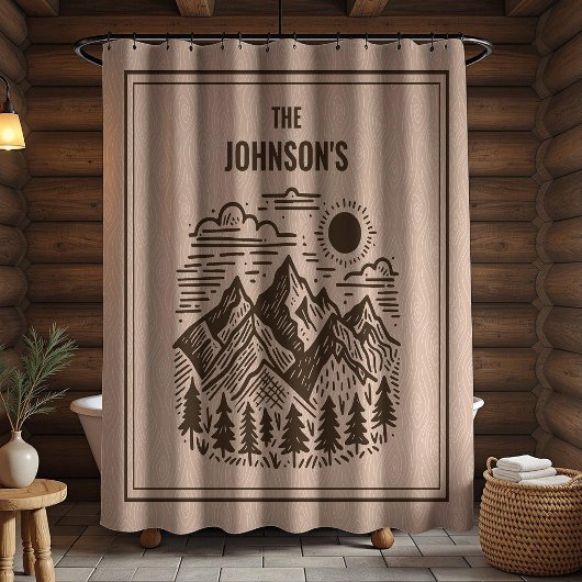 Rustic Modern Mountains Custom Duschvorhang