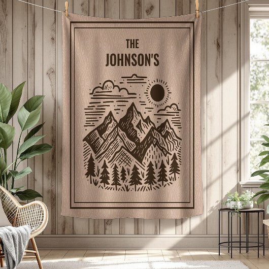Rustic Modern Mountains Custom Fleecedecke