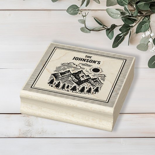 Rustic Modern Mountains Custom Gummistempel
