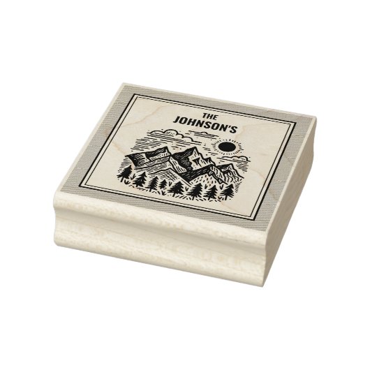 Rustic Modern Mountains Custom Gummistempel (Stempel)