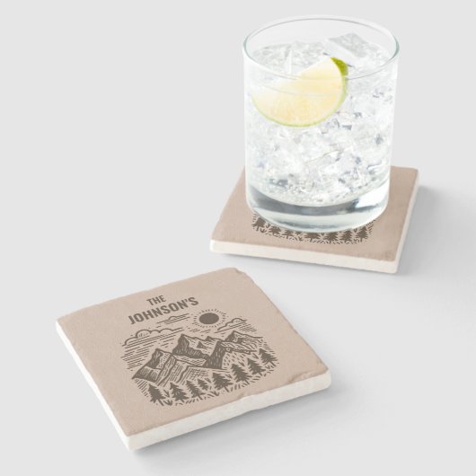 Rustic Modern Mountains Custom Steinuntersetzer (Seitenansicht)