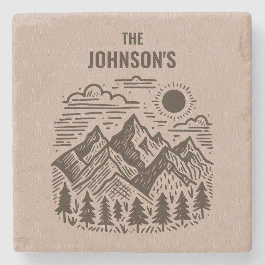 Rustic Modern Mountains Custom Steinuntersetzer (Vorderseite)