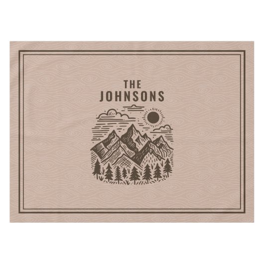 Rustic Modern Mountains Custom Tischdecke (Vorderseite (Horizontal))