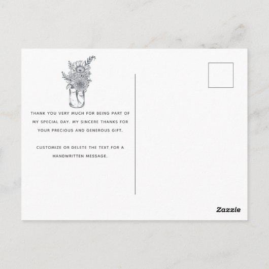 Rustic Modern Script Brautparty Vielen Dank Postkarte (Rückseite)