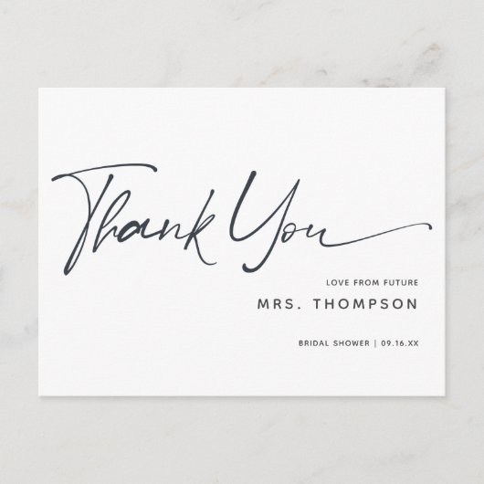 Rustic Modern Script Brautparty Vielen Dank Postkarte (Vorderseite)