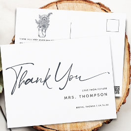 Rustic Modern Script Brautparty Vielen Dank Postkarte