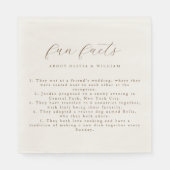 Rustic Modern Script Fun Facts Wedding Serviette (Vorderseite)