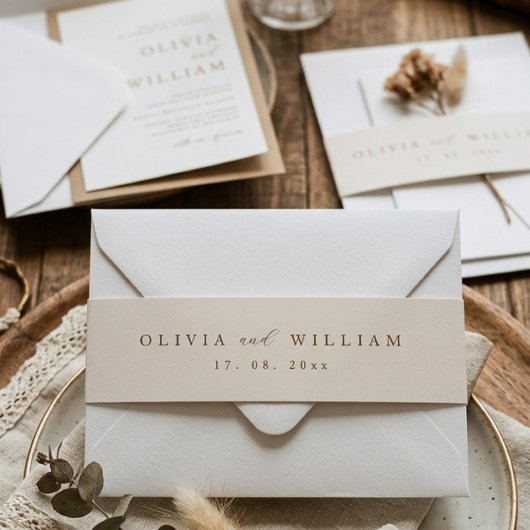 Rustic Modern Script Personalized Wedding  Einladungsbanderole