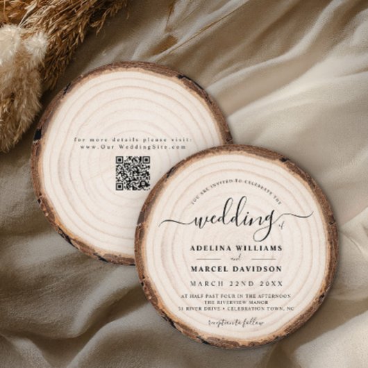 Rustic Modern Wood Natural Elegant Barn Wedding Einladung