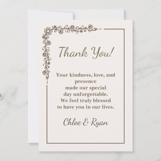 Rustic Monochrome Wedding Dankeschön Card Dankeskarte (Vorderseite)