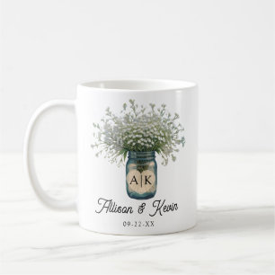 Rustic Monogram Baby's Atem Mason Jar Wedding Kaffeetasse