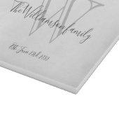 Rustic Monogram + Familienname Datum Cool Stilvoll Schneidebrett (Ecke)