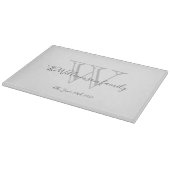 Rustic Monogram + Familienname Datum Cool Stilvoll Schneidebrett (Ecke)