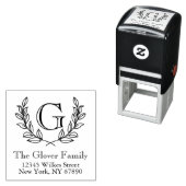 Rustic Monogram Family Address Self-Inking Briefma Permastempel (Beispiel)