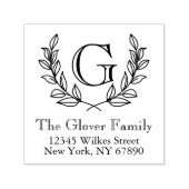 Rustic Monogram Family Address Self-Inking Briefma Permastempel (Design)