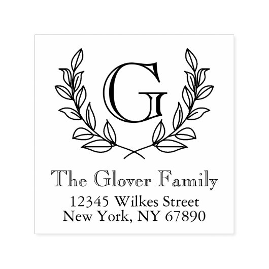 Rustic Monogram Family Address Self-Inking Briefma Permastempel (Design)