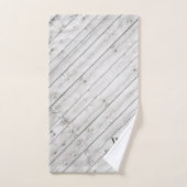 Rustic Monogram Grey Wood Walking Bear Familiennam Badhandtuch Set (Handtuch)