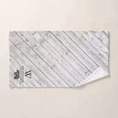 Rustic Monogram Grey Wood Walking Bear Familiennam Badhandtuch Set (Handtuch)