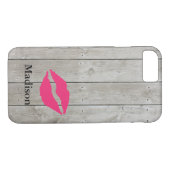 Rustic Monogram iPhone 7 Case mit Kiss (Rückseite (Horizontal))
