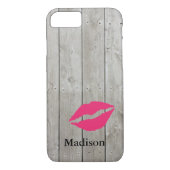 Rustic Monogram iPhone 7 Case mit Kiss (Rückseite)