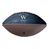 Rustic Monogram Navy Blue Wood Foto Collage Football (Gedreht 270)