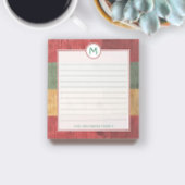 Rustic Monogram Red Green Gold Name Weihnachten Notizblock