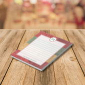 Rustic Monogram Red Green Gold Name Weihnachten Notizblock