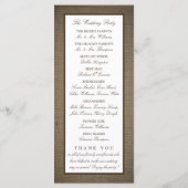 Rustic Monogram Tree & Burlap Wedding Program Programm (Rückseite)