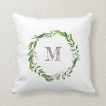 Rustic Monogram Watercolor Blätter Laurel Wreath