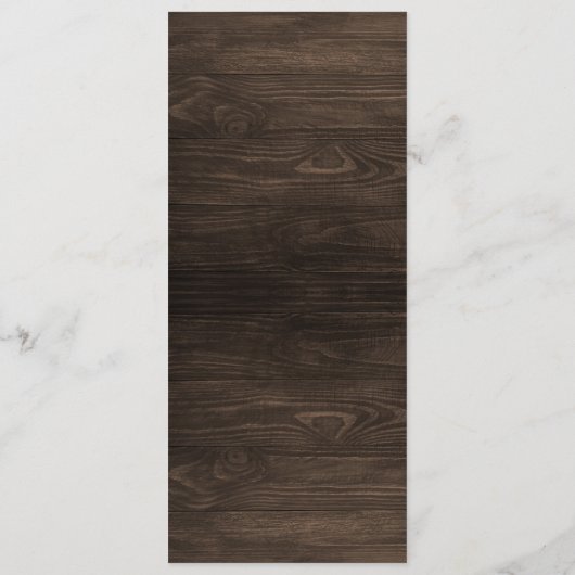 Rustic Monogram Wedding Menu Card Programm (Rückseite)