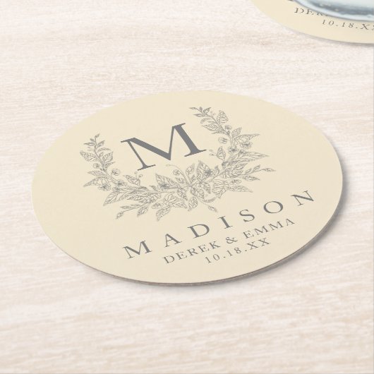Rustic Monogram Wedding Paper Untersetzer (Angewinkelt)