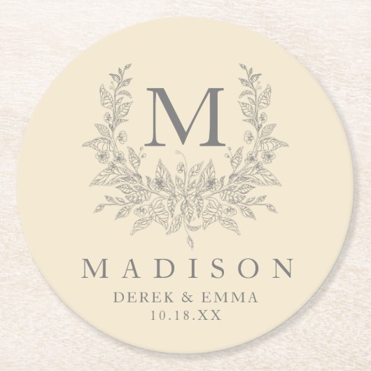 Rustic Monogram Wedding Paper Untersetzer (Vorderseite)