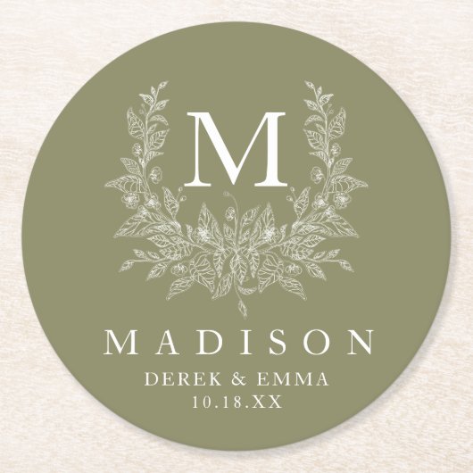 Rustic Monogram Wedding Paper Untersetzer (Vorderseite)