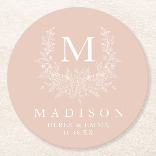 Rustic Monogram Wedding Paper Untersetzer (Vorderseite)