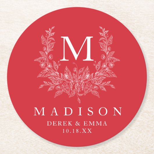 Rustic Monogram Wedding Paper Untersetzer (Vorderseite)