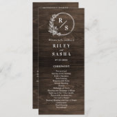 Rustic Monogram Wedding Zeremony Flat Program Programm (Vorne/Hinten)