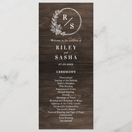 Rustic Monogram Wedding Zeremony Flat Program Programm