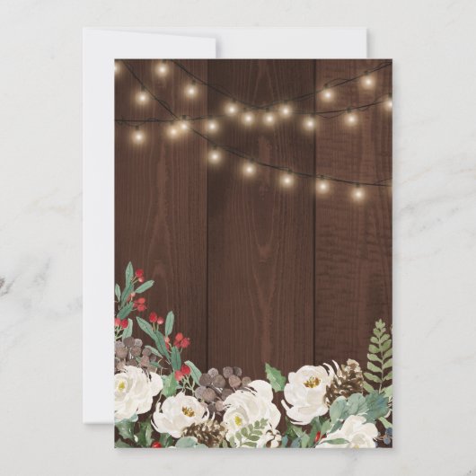 Rustic Monogram Weihnachtsfeier Einladung (Rückseite)